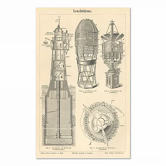 "Маяки" - редкая антикварная гравюра. Дополнительное изображение