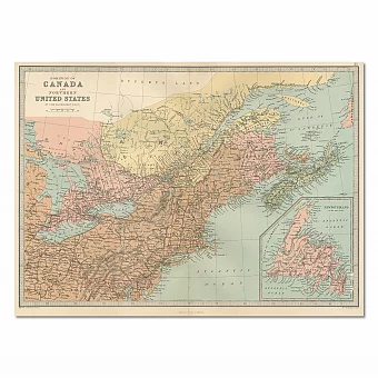 Антикварная карта Доминиона Канада и Северной части США. Дополнительное изображение