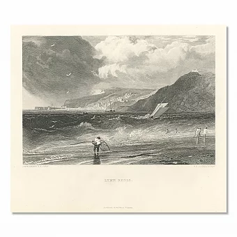 "Лайм-Реджис" - английская антикварная гравюра. Дополнительное изображение