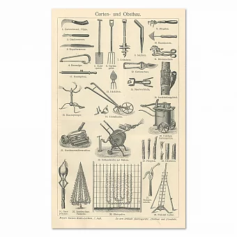 Антикварная гравюра "Садоводство". Дополнительное изображение