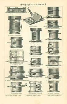 Антикварная гравюра "Фотографические аппараты". Дополнительное изображение