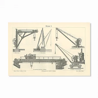 Старинные гравюры "Подъемные краны". Дополнительное изображение