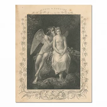 "Амур и Психея" - антикварная гравюра - редкий подарок. Дополнительное изображение
