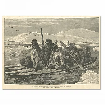 "Поиски экспедиции Франклина" - антикварная гравюра. Дополнительное изображение