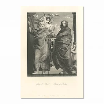 Антикварная редкая гравюра "Петр и Павел". Дополнительное изображение