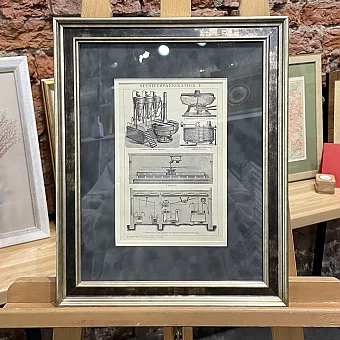 Антикварная гравюра "Изготовление спиртных напитков"