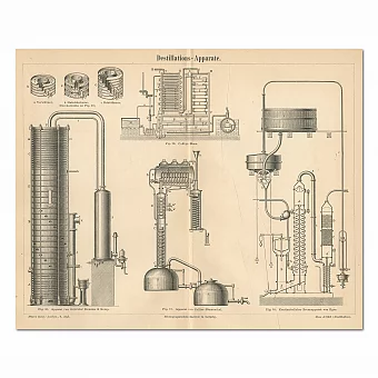 "Дистилляционные аппараты" - редкая антикварная гравюра. Дополнительное изображение