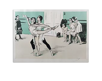 Оригинальная литография "В перерыве". Дополнительное изображение