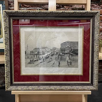 Вид Москвы "Императорский почтамт" - антикварная литография