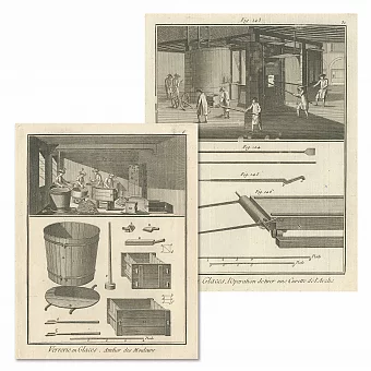 "Производство стекла" - редкие антикварные гравюры. Дополнительное изображение