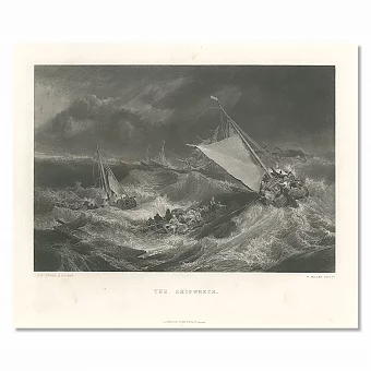 "Кораблекрушение" - антикварная гравюра. Дополнительное изображение