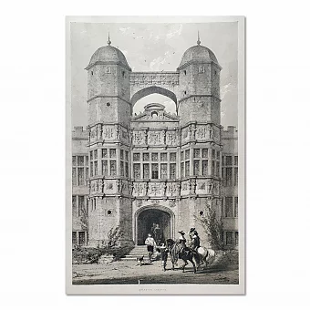 Редкая антикварная литография "Brereton Hall, графство Чешир". Дополнительное изображение