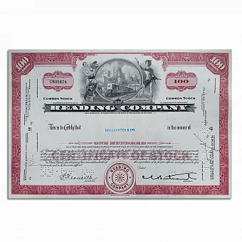 Акция (оригинал) Reading Company. Промышленная компания.. Дополнительное изображение