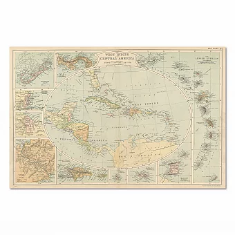 "Вест-Индия и Центральная Америка" - Антикварная карта. Дополнительное изображение