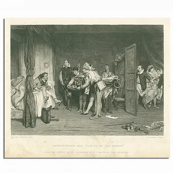 Антикварная гравюра "Укрощение строптивой". Дополнительное изображение