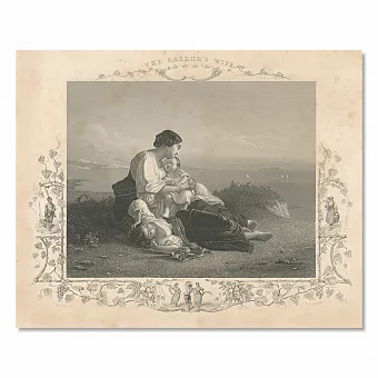 "Жена моряка" - редкая антикварная гравюра. Дополнительное изображение