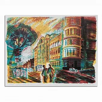 Оригинальная автолитография "Перекресток у Страстного бульвара". Дополнительное изображение