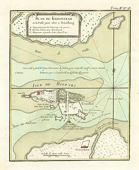 План (оригинал) Кронштадта, окрестности Санкт-Петербурга, Франция, 1764 г.. Дополнительное изображение