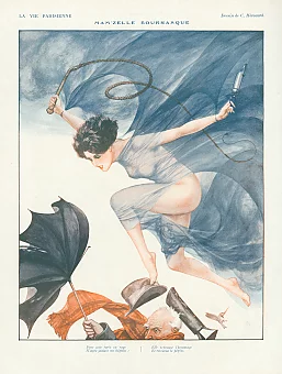 Антикварная страница La Vie Parisienne, "Мамзель Шквал". Дополнительное изображение