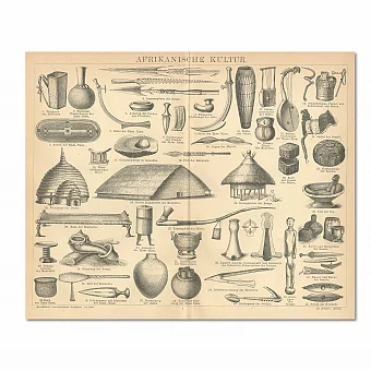 Антикварная гравюра "Африканская культура". Дополнительное изображение