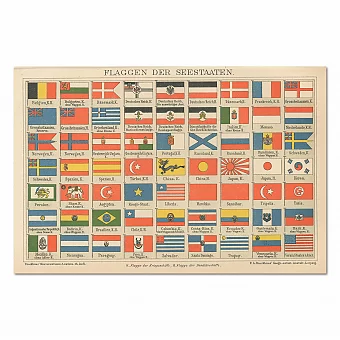 Редкая хромолитография "Флаги морских держав". Дополнительное изображение