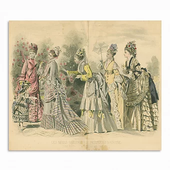 Антикварная гравюра "Розовый сад". Дополнительное изображение