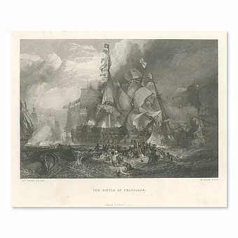 "Трафальгарская битва" - антикварная гравюра. Дополнительное изображение