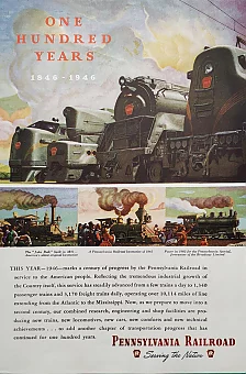 Оригинальная рекламная иллюстрация, США. Pennsilvania Roilroad. One hundred years. Дополнительное изображение