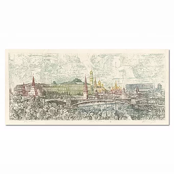 "Вид Москвы" - оригинальный советский офорт - вип подарок. Дополнительное изображение