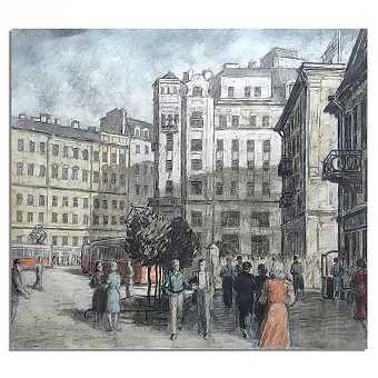 Оригинальный рисунок "Сенная площадь". Дополнительное изображение