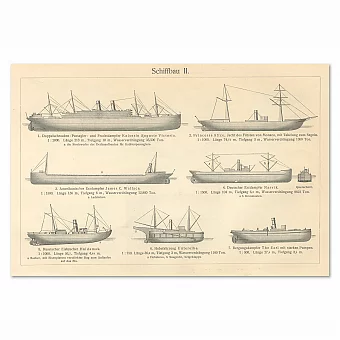 "Кораблестроение" - антикварная гравюра - вип подарок. Дополнительное изображение