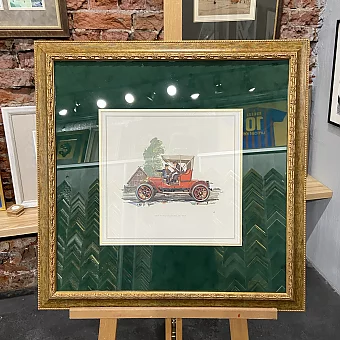 Оригинальный эстамп "Opel - Doktorwagen - Baujahr 1909". Серия «Ветераны Опеля»