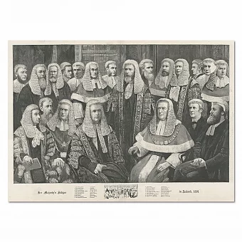 Антикварная гравюра "Судьи Ее Величества в Ирландии" - The Graphic - 1891. Дополнительное изображение