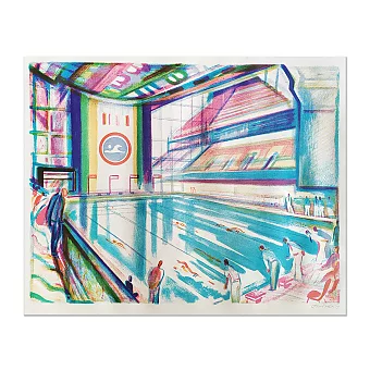 Оригинальная автолитография "Бассейн". Дополнительное изображение