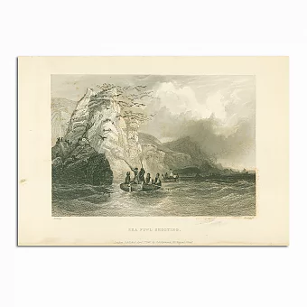 Антикварная гравюра "Стрельба по морской дичи". Дополнительное изображение