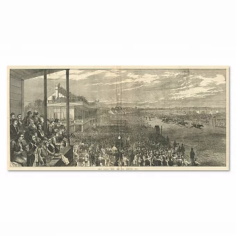 "Забег в Сен-Леже" - оригинальная гравюра - антикварный подарок. Дополнительное изображение