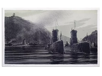 Авторская литография "У причала". Дополнительное изображение