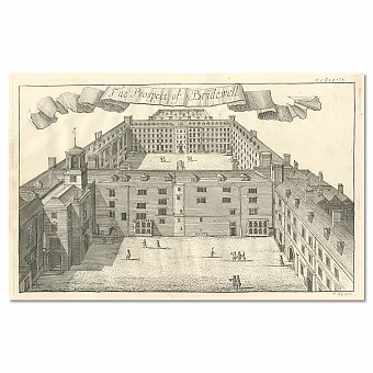 "Тюрьма Брайдуэлл в Лондоне" - антикварная гравюра. Дополнительное изображение