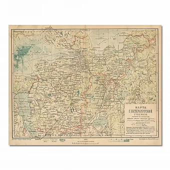 Карта Санкт-Петербургской губернии - антикварный оригинал. Дополнительное изображение