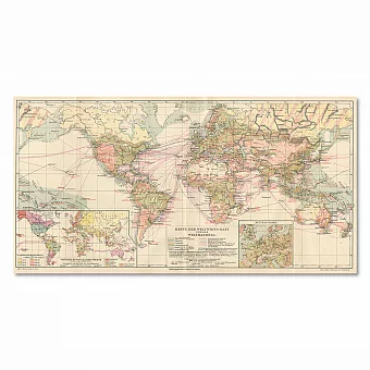 Мировая карта экономики и торговли - антикварный экземпляр - вип подарок. Дополнительное изображение