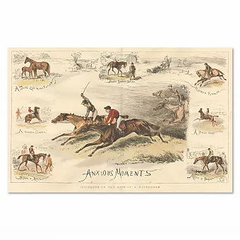 Антикварная редкая литография "Происшествия из жизни скаковой лошади". Дополнительное изображение