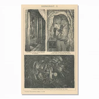 Редкий эстамп "Добыча полезных ископаемых". Дополнительное изображение