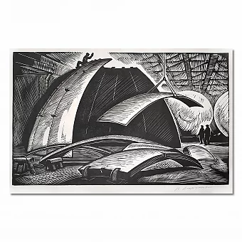 "Контрольная сборка" - линогравюра СССР - оригинал. Дополнительное изображение