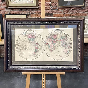 Антикварная карта мира и полушарий