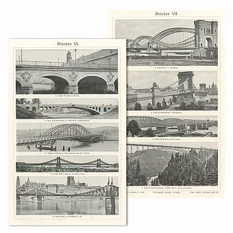 "Мосты городов мира" - антикварные иллюстрации - редкий подарок. Дополнительное изображение