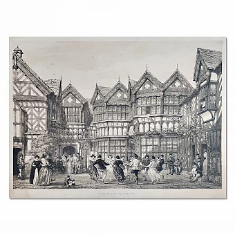 Антикварная литография "Little Moreton Hall, графство Чешир". Дополнительное изображение