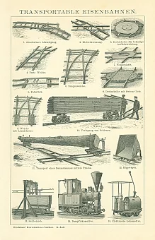 Антикварная гравюра "Железнодорожные пути". Дополнительное изображение