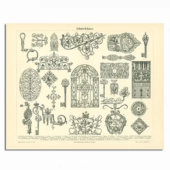 Антикварная гравюра "Кузнечное дело. Ковка". Дополнительное изображение