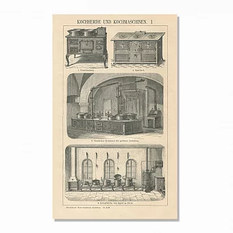 Антикварная гравюра "Кухонные плиты". Дополнительное изображение