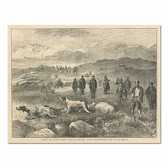 "Охота на куропаток с собаками" - антикварная гравюра - вип подарок. Дополнительное изображение